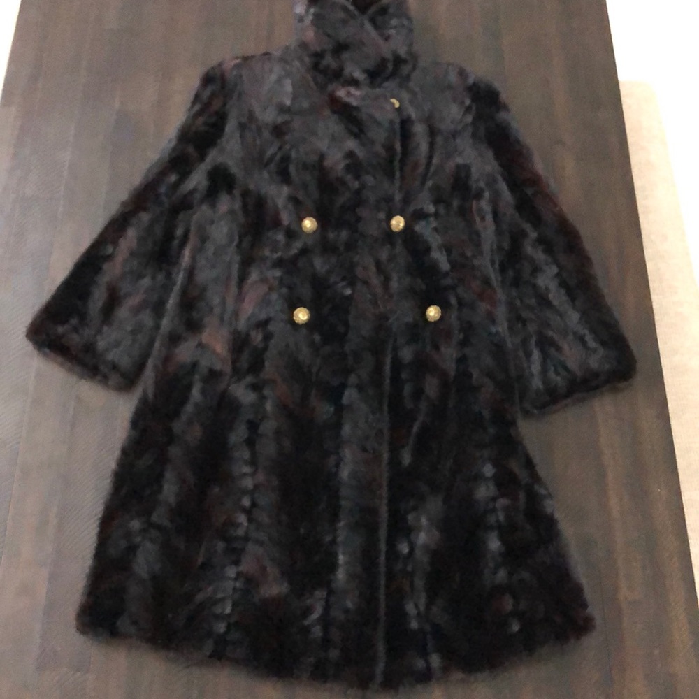 Mink Coat Red Mink Herring Bone Pattern - image 2